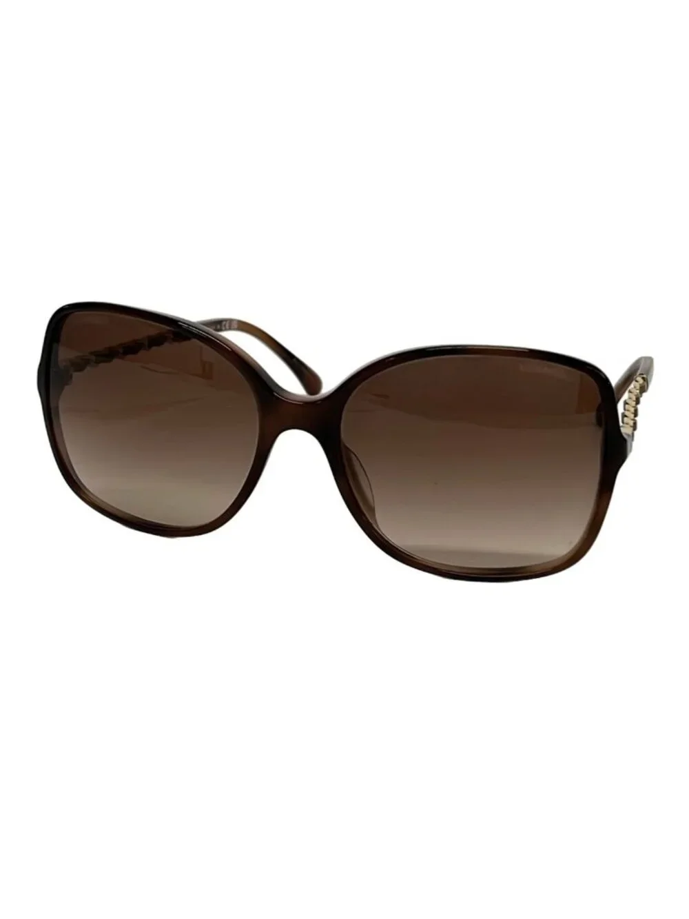 Chanel Sunglasses Dark Brown Gold Chain Eyewear